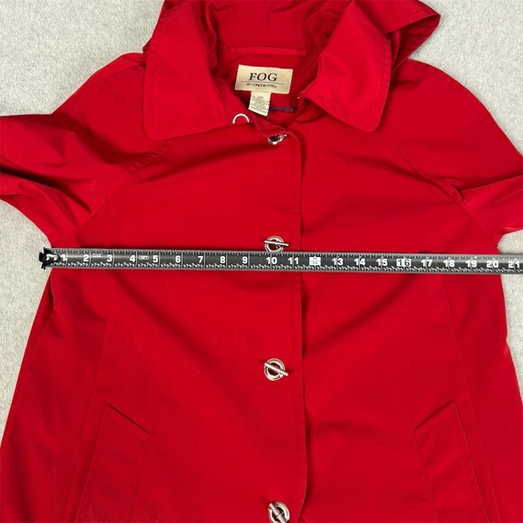 Vintage London Fog Rain Coat Womens Size M Red Hood Mid-Length - Picture 9 of 14